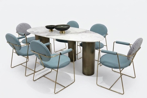 Dining room designer oval dining table white luxury stainless steel tables table