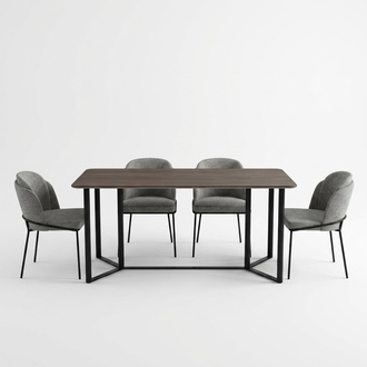 Dining room Dining set Dining table set 7 pcs wood Brown chairs Modern