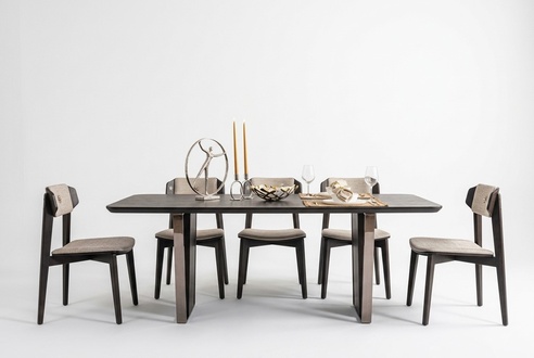Dining room dining group dining room furniture dining area set 8 pieces wood brown table