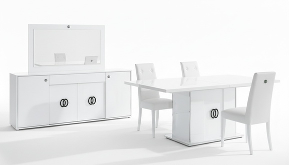 Dining Room Dining Table 3x Chairs Chest of Drawers Mirror Luxury Wood Modern Designer Set 6pcs.