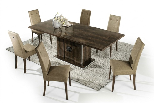 Dining Room Dining Table 6x Chair Upholstery Set Kitchen Chairs Group Table Set 7pcs