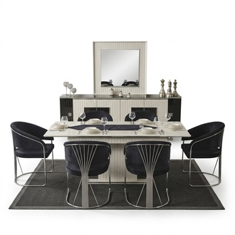 Dining room dining table chair 6x chairs table tables metal dining group set 7 pieces. New