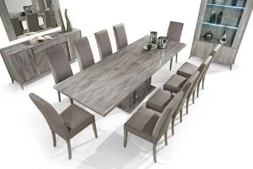 Dining Room Dining Table Chair Group Tables Wooden Set Table Modern New Set 9pcs.
