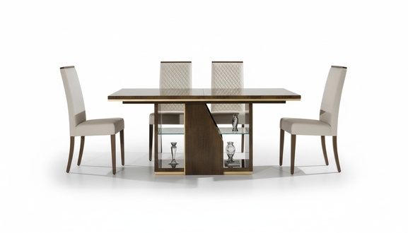 Dining Room Dining Table Chair Wood Chairs Table Group Set Modern New Set 5pcs.
