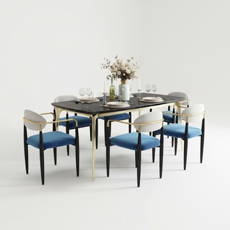 Dining room group complete set 7-piece table luxury wood furniture new