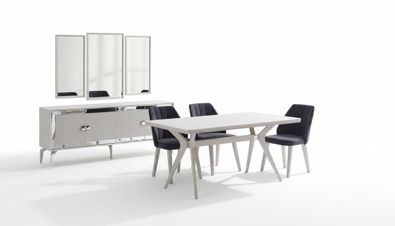Dining room luxury dining set dining table set 9pcs gray wood table