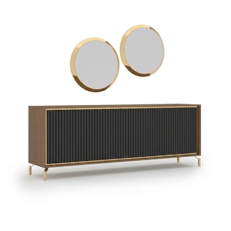 Dining room modern dining group sideboard with 2x mirror luxury wooden furniture