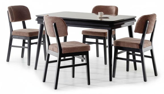 Dining room set 5 pieces. Dining table 4x chairs Modern design Black Luxury set