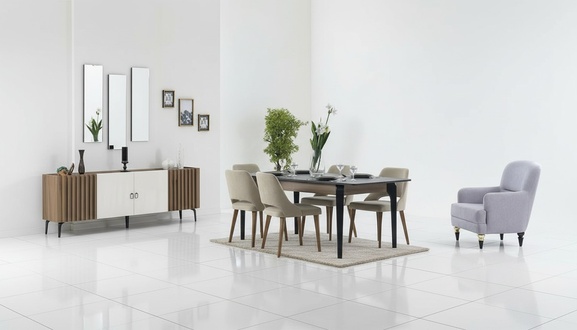 Dining room set 6-piece dining table 4 chairs dining room group sideboard dining group