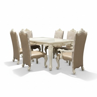 Dining Room Set 7pcs Baroque Rococo Table 6x Chairs Chair Group Carved