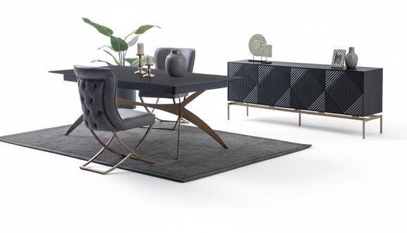 Dining room set 8 pieces dining table designer 6x chairs dining group sideboard luxury
