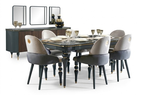 Dining room set dining group wood table tables 7pcs complete set dining table 6x chairs
