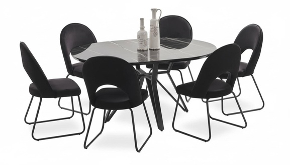 Dining Room Set Dining Table 6x Chairs Complete Set Luxury 7-piece