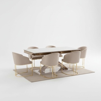 Dining Room Set Dining Table with 4x Armchair Chair Sets