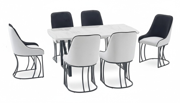 Dining Set with Table and 6 Chairs, Modern Design, Luxury Dining Table, New