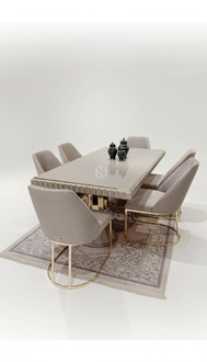 Dining Room Set Table 6x Chairs Design Modern Furniture Luxury Dining Table