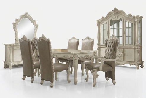 Dining Room Set Table 6x Chair Commode Mirror Baroque 9pcs Group Wood