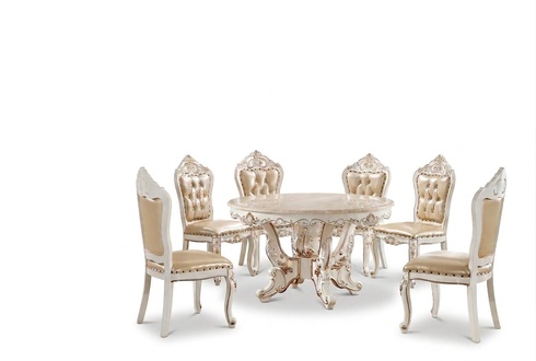Dining Room Set White Dining Table 6x Chairs Dresser Design Classic Elegant New