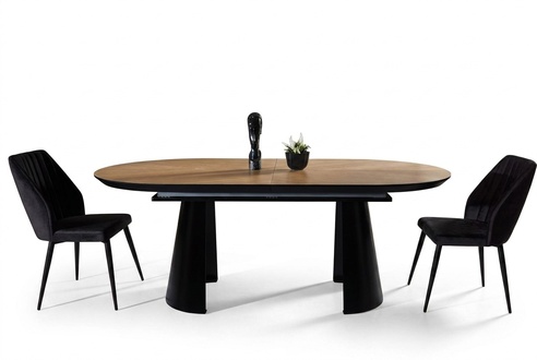 Dining room table Oval dining table Extendable kitchen table Brown wood