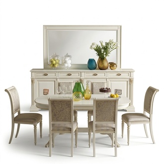 Dining Set Dining Table 6 x Chair Set Set Table Classic Dining Set 7pcs. Real wood