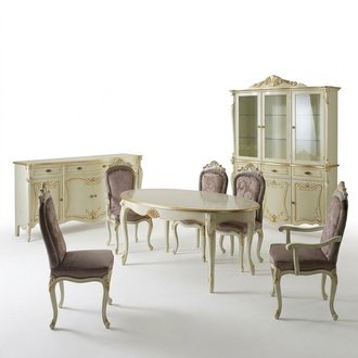 Dining table 5x chairs Showcase chest of drawers Complete dining room set 8 pieces furniture new
