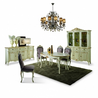 Dining table 5 chairs complete dining room set 6 pieces wood Italian furniture new