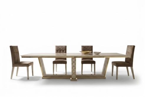 Dining room set of rectangular sliding table with 1 insert panel & 6x chairs in art nouveau italian furniture arredoclassic™