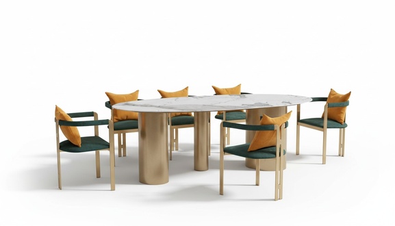 Dining Table 6 Chairs Modern Design Furniture Luxury Dining Table Chair Group 7pcs