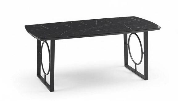Dining table black rectangular wooden tabletop modern furniture luxury table