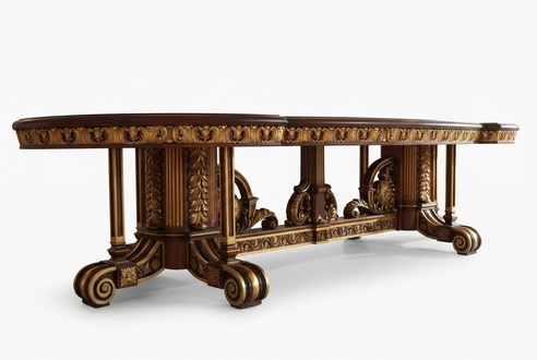 Dining table Dining room Gold leaf Living room Wood Classic table Italy furniture