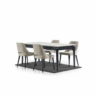 Dining table dining group dining set upholstered chairs table + 4 x armchairs dining room set