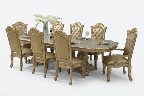 baroque style made of real wooden massive rectangular dining table