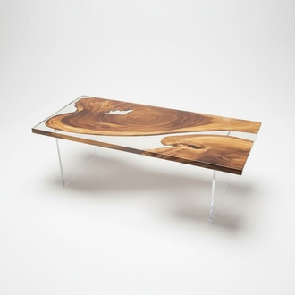 Dining Table Epoxy Resin Real Wood Solid Furniture Waterfall Epoxy Table 181x81cm