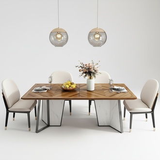 Dining table group seat living room set tables upholstery wood chair 6x chairs