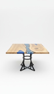 Dining Table River Table Real Wood River Table 110x110 Solid Tables Epoxy Resin