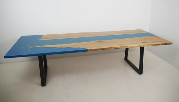 Dining Table River Table Real Wood River Table Epoxy 260x100 Solid Tables