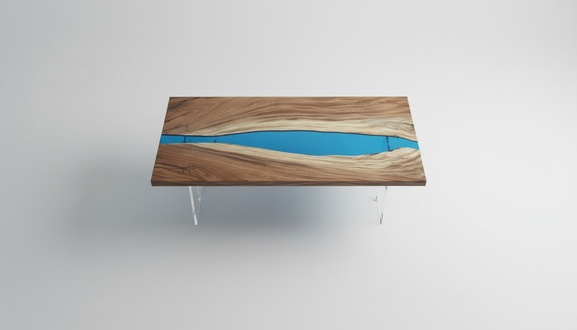 Dining Table River Table Solid Tables 185x85cm River Table Epoxy Sea Waterfall
