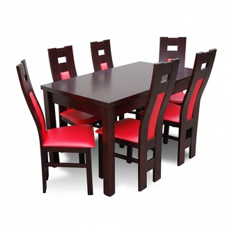 Dining table + 6 chairs group dining room living room set wood design 6a