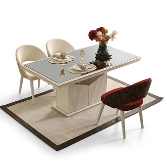 Dining Room Table Dining Table Dining Room Dining Corner Beige Wood Gold Luxury
