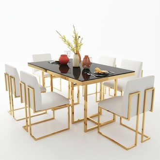 Dining Table Stainless Steel Dining Room Living Room Wood Design Luxury Modern