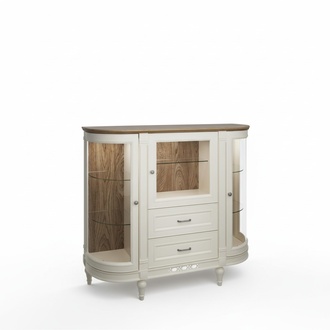 Modern style made of real wooden designer sideboard with 3-glass swing doors & 2-sliding drawers - model FL-KBsz