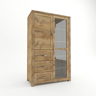display cabinet made of wood in brown modern elegant style