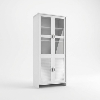Display cabinet white MDF glass modern elegant