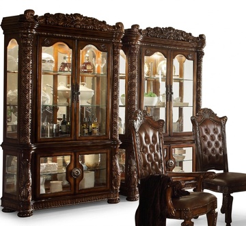 Display Cabinet Showcases Living Room Show Cabinets Baroque Rococo Wood Brown New