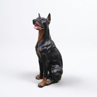 Decorative sculpture designed as doberman dog figure 89cm height