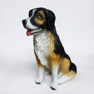 Decorative garden sculpture designed as sitting dog figurine 89 cm height (A555)
