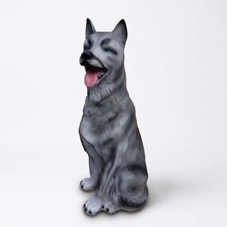 Decorative garden sculpture designed as sitting dog figure 83 cm height (A28)