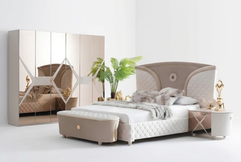 Double Beds Modern Bedstead Beds Set 3pcs Bedroom Bed Nightstand