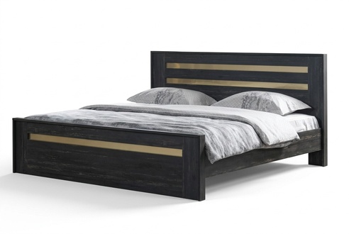 Double bed bedroom 160cm mattress black modern style high quality