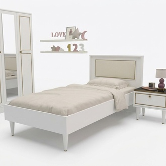 Double bed bedroom 90x190 cm mattress gray modern style wood